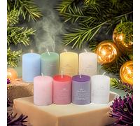 Confezione da 8 candele profumate a colonna, 5 x 5 cm, senza fumo, oltre 190 ore, candele a lunga durata, per decorazione della casa, bagno, decorazioni per matrimoni