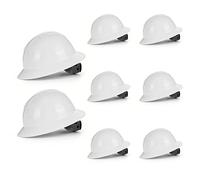 Confezione da 8 cappelli rigidi regolabili bianchi a tesa intera con sospensione a cricchetto, guscio in HDPE, protezione confortevole e durevole, casco di sicurezza per uomini e donne (regolabile 53