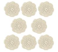 Confezione da 8 centrini in cotone da 10,2 cm, sottobicchieri in cotone traforato all'uncinetto, centrini rotondi a forma di fiore, tovagliette da tavolo fatte a mano, per bevande, tazze, bottiglie,