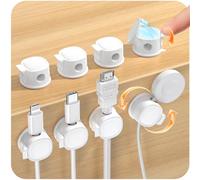 Confezione da 8 clip girevoli per cavi, accessori per la gestione dei cavi da scrivania, clip per cavi, organizer adesivo per cavi USB, per casa, ufficio, scrivania, telefono, auto, scrivania
