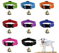 Confezione da 8 collari per capra con campana, collari per pecore con campana, campane in rame al pascolo e collare regolabile in nylon per piccoli animali da fattoria, mucca, accessori per capra