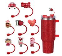 Confezione da 8 coperchi per cannucce per tazze in silicone per San Valentino, coperchi per cannucce riutilizzabili antipolvere in silicone da 10 mm per tazze Stanley da 40/30 oz