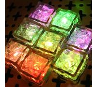 Confezione da 8 cubetti di ghiaccio luminosi a LED, multicolore, decorazione a LED, sensore di liquido, attivato dall'acqua, per bevande, vino, cubetti di ghiaccio, cubetti di ghiaccio, cubetti
