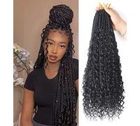 Confezione da 8 extension di capelli sintetici con estremità ricce, da 56 cm, pre-loop in stile Bohomian all'uncinetto, extension sintetiche per trecce (55,9 cm, 1B)