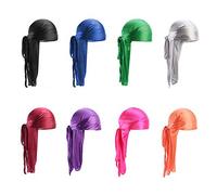 Confezione da 8 fasce lunghe Durag, unisex per la perdita dei capelli, turbante per donne e uomini, colori multipli