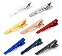 Confezione da 8 fermacravatta da uomo, 2,3 in metallo, con confezione regalo, 8 colori, eleganti fermagli per matrimoni, affari ed eventi formali