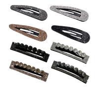 Confezione Da 8 Fermaglio Per Capelli Con Strass E Diamanti, Fermagli In Argento E Metallo Con Bottoni A Pressione