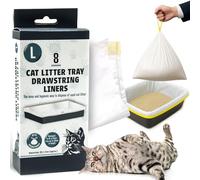Confezione da 8 fodere per lettiera per gatti con coulisse, facili da tirare, adatte alla maggior parte dei vassoi per gatti e gattini, sacchetti usa e getta per rifiuti, portatili, a prova di perdite