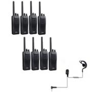 Confezione da 8 Kenwood TK-3501 e 8 auricolari PTT 8 walkie-talkie PMR446 compatti e facili da usare + 8 cuffie PTT
