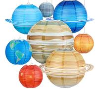 Confezione da 8 lanterne di carta spaziale fuori dal mondo, lanterne spaziali, decorazioni spaziali, pianeti, lanterne appese a sistema solare per bambini, in classe, scienza, compleanno, spazio esterno, decorazioni per feste