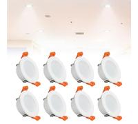 Confezione da 8 LED Rotondi da Incasso A Soffitto, Faretti UltraSottili con Scatola di Giunzione for Ufficio, Cucina, Corridoio(Cold White,3w)