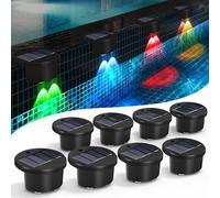 Confezione da 8 luci solari per piscina, per piscine fuori terra, luci per piscina ad energia solare con 5 modalità di colore, accessori per piscina per interni per recinzioni, terrazze, pareti