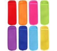 Confezione da 8 manicotti per ghiaccioli in neoprene, riutilizzabili, mantengono le mani calde e pulite, colorate, protettori estivi 6,5 x 18 cm