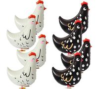 Confezione da 8 Palloncini Foil Gallina Bianco e Nero - Decorazione Festa Compleanno Bambini