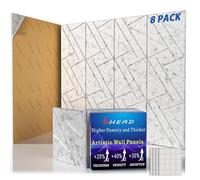 Confezione da 8 pannelli da parete autoadesivi insonorizzati, 30,5 x 30,5 x 0,47 cm, pannelli fonoassorbenti per pareti, 0,5 kg/ft³ ad alta densità, più spessi 1,2 cm, pannelli acustici, pannelli