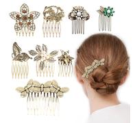Confezione da 8 pettini laterali vintage per le donne decorativi, retrò oro perla strass metallo pettine clip con denti manico cristallo spilla parrucca per accessori da sposa