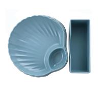 Confezione da 8 Piatti Piani in Plastica, Set di Piatti Snack a Forma di Conchiglia con Curve Morbide, per Pasti Informali, Occasioni Formali, Lavabili in Lavastoviglie nel (8 pezzi blu con