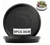 Confezione da 8 piattini rotondi per piante, 30 cm, vassoi antigoccia in plastica resistente, proteggono le superfici dai danni causati dall'acqua e dalle macchie per casa, balcone, giardino e piante