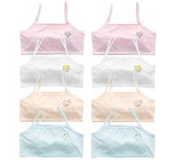 Confezione da 8 Reggiseno da Allenamento per Ragazze 4-16 Anni Reggiseni Sportivi in Cotone Top Corto da Bambina Traspirante Reggiseno Sportivo Canottiera Reggiseno Senza Ferretto, 4-8 Anni