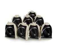 Confezione da 8 sacchetti in cotone con coulisse, sacchetti regalo in lino nero, riutilizzabili, sacchetti regalo per gioielli, bomboniere, confezioni fai da te, regali di Natale, sacchetti per