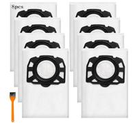Confezione da 8 sacchetti per aspirapolvere Karcher WD4 WD5 WD6 WD5P WD6P WD6P MV4 MV5 MV6, sacchetti grandi con spazzola per la pulizia, sacchetti di ricambio per aspirapolvere Karcher