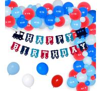 Confezione da 80 decorazioni di compleanno del treno - Kit ghirlanda per palloncini ferroviari a vapore treno in Mylar palloncini per buon compleanno per ragazzo 2/3/4 anni di compleanno