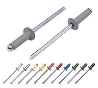 Confezione da 80 pezzi, rivetti ciechi verniciati 4,0 x 14 mm, a testa bombata, DIN 7337, rivetto in alluminio e mandrino in acciaio, rivetti a pressione (80, Grigio Polvere RAL 7037)