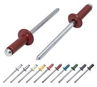 Confezione da 80 rivetti ciechi verniciati 4,0 x 12 mm, testa a cupola, DIN 7337, rivetti in alluminio e mandrino in acciaio, rivetti pop (80, rosso ossido RAL 3009)