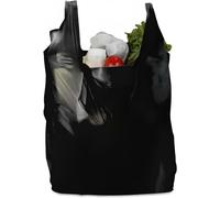 Confezione da 80 sacchetti di plastica neri stile gilet, manici resistenti, 20,3 x 33 x 45,7 cm, comoda soluzione per la spesa e lo shopping