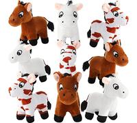 Confezione da 9 Animali di Peluche a Cavallo Giocattolo di Peluche in Piedi Mini Cavallo di Peluche da 4,7 Pollici con Catena Staccabile per Decorazione di Compleanno Feste a Tema Animale