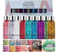 Confezione da 9 gel per il corpo, sirena Sequin Chunky Glitter Face Hair Nail Lip Gel Lasting Sparkling Lotion Glitter Liquid Eye Shadow for Festival Birthday Makeup Party