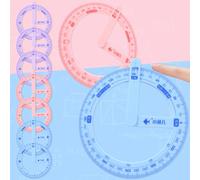 Confezione da 9 goniometri in plastica a 360 gradi goniometro modelli goniometro set goniometro rosa blu viola con braccio oscillante per misurazione geometrica angolo matematica insegnante studenti