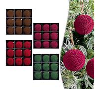Confezione da 9 palline di Natale in velluto, per ornamenti da appendere, progettate per uso stagionale sugli alberi e per eventi festivi (grande rosso)
