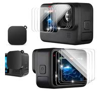 Confezione da 9 pellicole proteggi schermo per GoPro Hero 12/11/10/9 nero, schermo anteriore in vetro temperato, schermo posteriore e protezione per obiettivo con copertura in silicone, durezza 9H