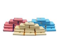 Confezione da 90 quadrati di cioccolato al latte, crema, blu e rosa