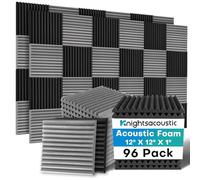 Confezione da 96 pannelli fonoassorbenti in schiuma per pareti, 2,5 x 30,5 x 30,5 cm, pannelli acustici ad alta densità fonoassorbenti, cunei da studio con cancellazione del rumore nero grigio (non