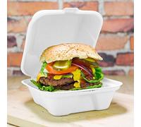 Confezione da asporto, per hamburger, a conchiglia, in bagassa, confezioni ecologiche per alimenti,15,2 cm, set di 50