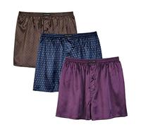 Confezione da boxer da uomo in raso, sensazione di seta, pantaloncini da notte con patta, Multi3-3 Pack, L