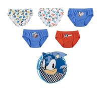 Confezione da Boxer Singolo in Jersey Sonic per Bambino, Confezione da 3 Pezzi, con Slip Singolo in Jersey e Beauty Case Sonic, Multicolore, 6-8 Anni