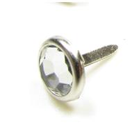 Confezione da circa 100 fermacampione tondi, con diamante sintetico, colore: argento, 10 mm.