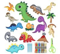 Confezione da Cucito in Feltro, 14 da Set Cucito per Bambini, Kit da Cucito Fai Da Te con Mondo dei Dinosauri, Creativo Artigianato e Cucito Peluche Ripiene Ornamenti per Educativi Principianti