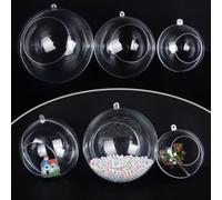Confezione da dieci sfere decorative in acrilico trasparente, ideali per personalizzazioni per artigianato natalizio (12 cm)