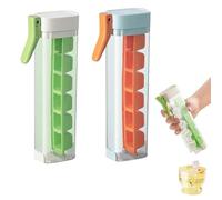 Confezione da due vaschette per cubetti di ghiaccio a pressione con una sola mano, verticali e salvaspazio, con erogazione del ghiaccio con un solo tocco, in materiale alimentare, perfette per whisky