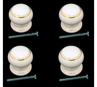 Confezione Da White porcelain one piece knobs Doppio Linea Dorata Porta +