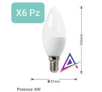 CONFEZIONE DA X6 LAMPADINE LED E14 6W 8W LUCE BIANCA NATURALE CALDA C36 MaMoh