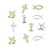 Confezione di 10 coriandoli a forma di pesce di Gesù, Ichthys, croce di pesce cristo, perline per piccioni del Santo Graal, per battesimo, prima comunione, baby shower (casuali misti)