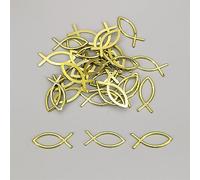 Confezione di 10 coriandoli a forma di pesce di Gesù, Ichthys, croce di pesce cristo, perline per piccioni del Santo Graal, per battesimo, prima comunione, baby shower (pesce Gesù, G)