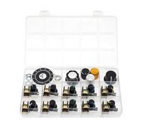 (Confezione di 10) WH148 Potenziometro orizzontale a doppia banda 6 pin B1K 1K Ohm Resistori variabili Albero zigrinato da 15 mm Cappucci manopola in lega di alluminio