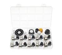 (Confezione di 10) WH148 Potenziometro verticale a doppia banda con curvatura verso l'interno a 6pin B100K 100K Ohm Resistori variabili Albero zigrinato da 15 mm Cappucci manopola in lega di alluminio