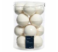 Confezione di 16 palline di Natale in vetro bianco lana 8cm